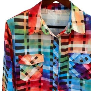 Geometric Button Down Shirt 2XL